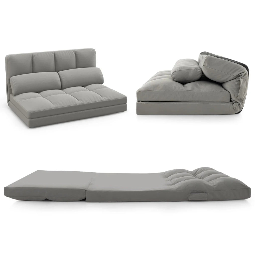 Divano letto trasformabile pieghevole 72 x 102 x 54 cm schienale regolabile in 6 posizioni sensazione di comfort velluto grigio chiaro 20_0018147