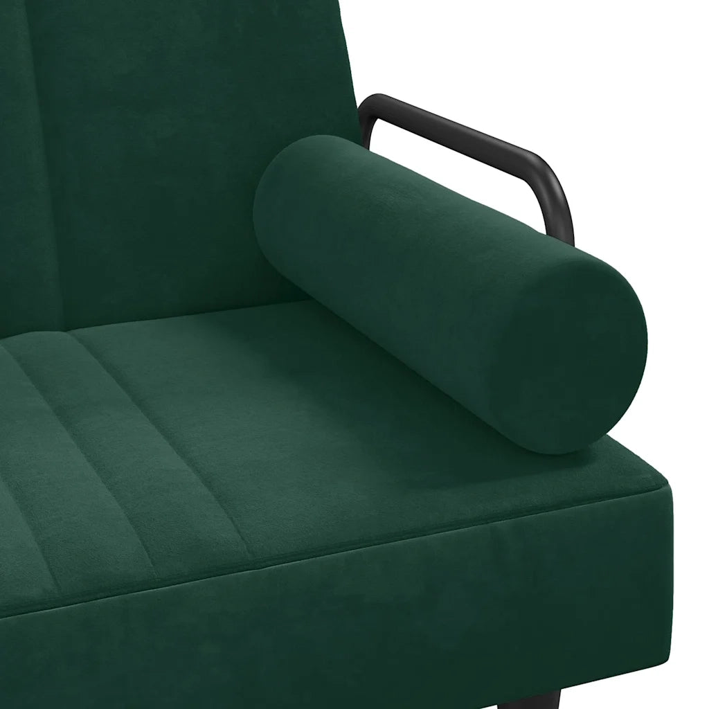 Divano Letto con Braccioli Verde Scuro in Velluto 351896