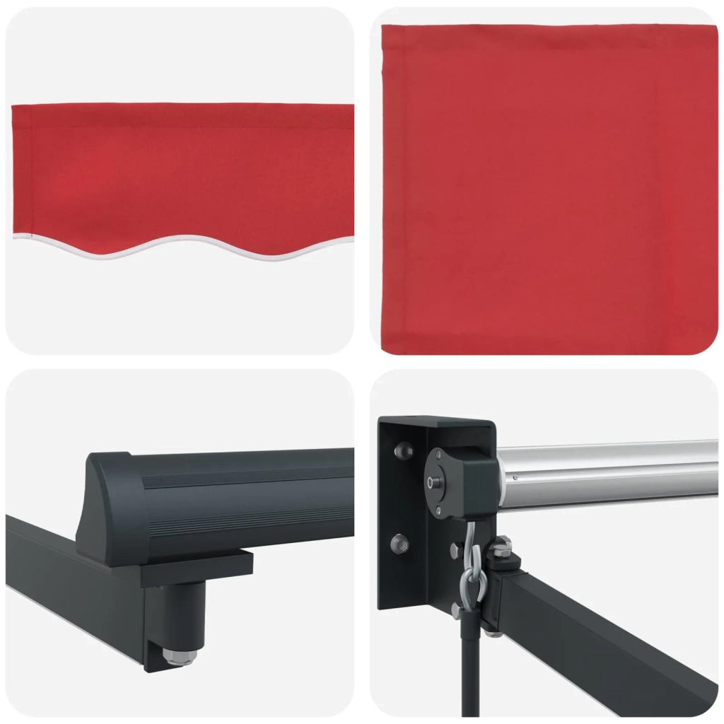 Tenda retrattile manuale con LED Rosso e Antracite 4 × 3 m 3419471