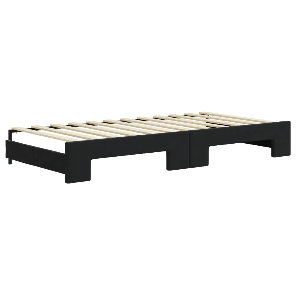 Divano Letto Estraibile con Cassetti Nero 90x200 cm in Velluto