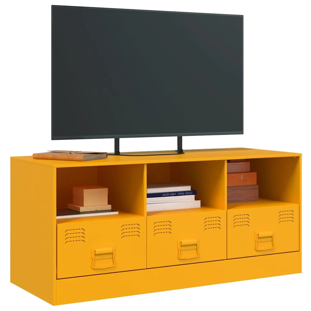 Mobile Porta TV Giallo Senape 99x39x44 cm in Acciaio 841736