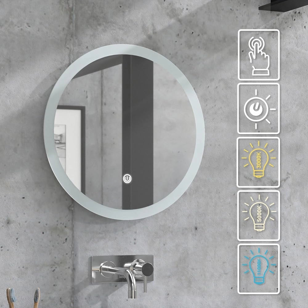 specchio bagno, Bianco, 50 x 50 cm Rotondo