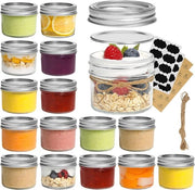 Masonette da 125 ml, 6 pezzi, contenitore in vetro con apertura standard, coperchi e chiusura, piccola vaschetta in vetro per conservazione di erbe, marmellate, miele, gelato, dessert, regali, candele DIY