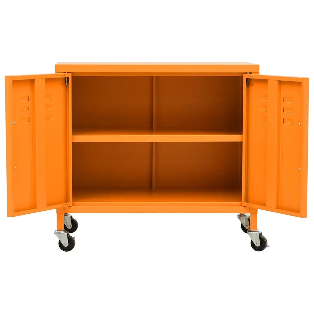 Mobile contenitore mobile con ripiano regolabile 60 x 35 x 56 cm stile contemporaneo finitura arancione acciaio 02_0046897