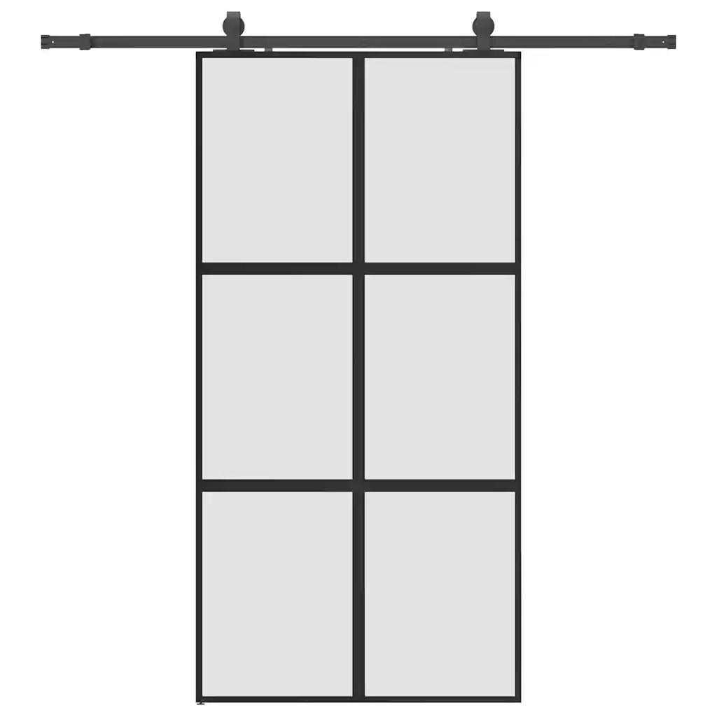Porta Scorrevole Ferramenta Nera 102,5x205 cm Vetro Temperato