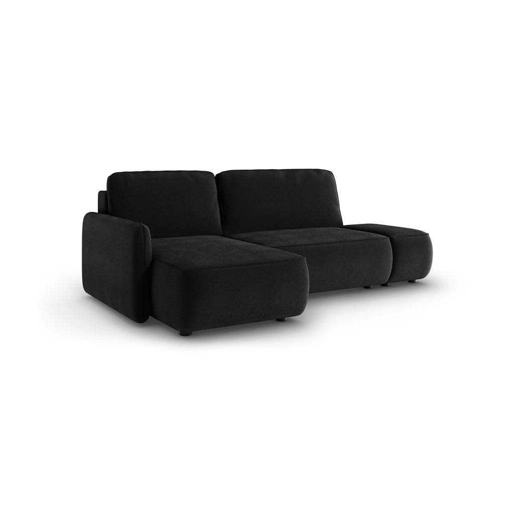 Rezzo, Divano Letto con Penisola Contenitore, 229x148 cm Nero