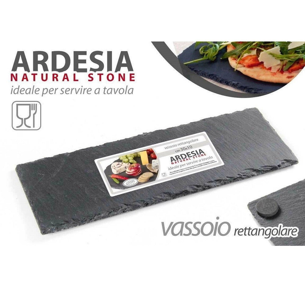 Trade Shop - Vassoio Ardesia Natural Stone Piatto Rettangolare 30x10 Cm Portata Tavola 752193 -