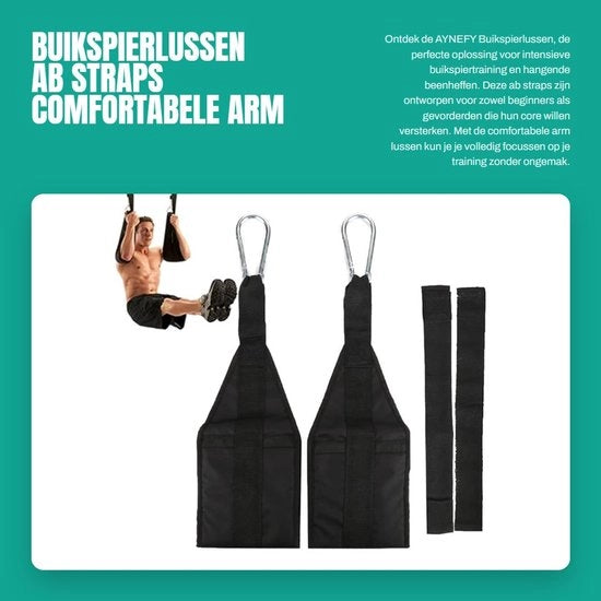 Strisce di sostegno per schiena con alto livello di resistenza - Ab Straps - Lacci di comfort per braccio - Feritoie a cinghia - Adatto per sollevamento di gambe in posizione verticale - Dimensioni 50 x 18 cm