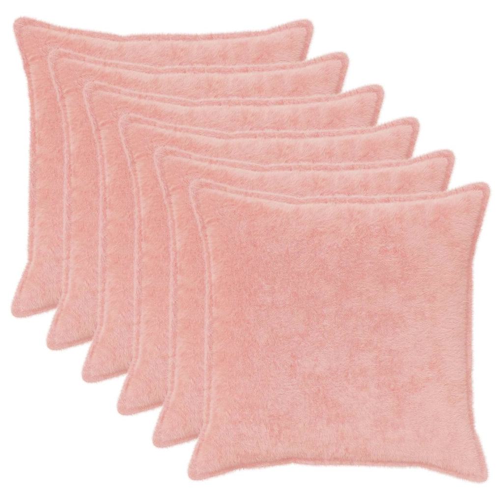 Federa 6 pcs HOUTEN Rosa 65 x 65 cm Pelliccia di Coniglio Finta 921218