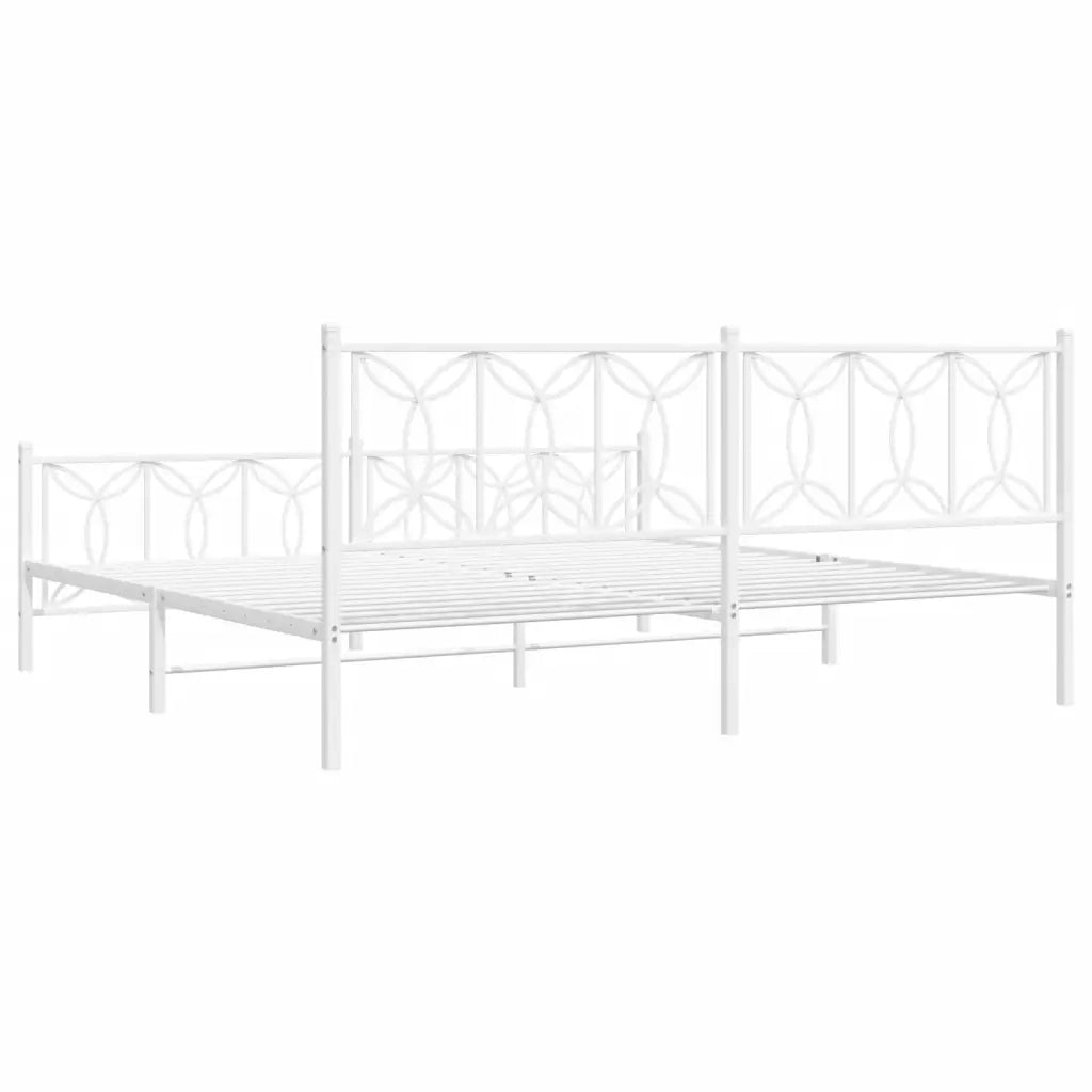 Giroletto con Testiera e Pediera Metallo Bianco 200x200 cm 376202