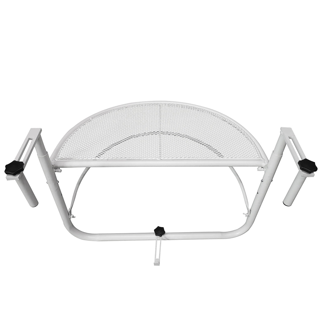 Tavolo da giardino a semicircolare regolabile in altezza per balcone ?30 cm per terrazza in metallo bianco L60 x L45 x H50 cm