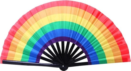 Ventilatore a Mano in Bambù Grande Opzionabile con Tessuto Colorato Opzionabile per Festival - Set da 2 - Stile 6