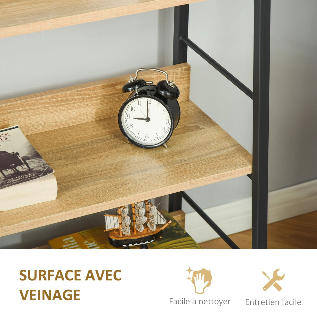 Libreria Industriale Inclinata 5 Livelli ¨C zephmum ¨C Rovere Chiaro Nero 70x35x150 cm