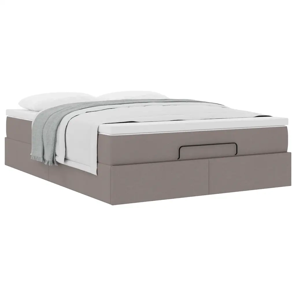 Struttura Letto Pouf con Materasso Tortora 140x200cm in Tessuto 3311117
