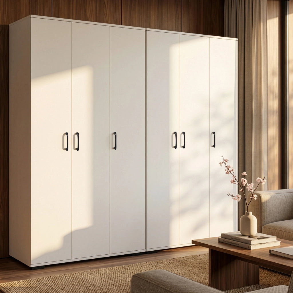 Armadio Multifunzionale Chalvefted a 3 Ante e 7 Ripiani 175x90x35 cm - Bianco [en.casa]