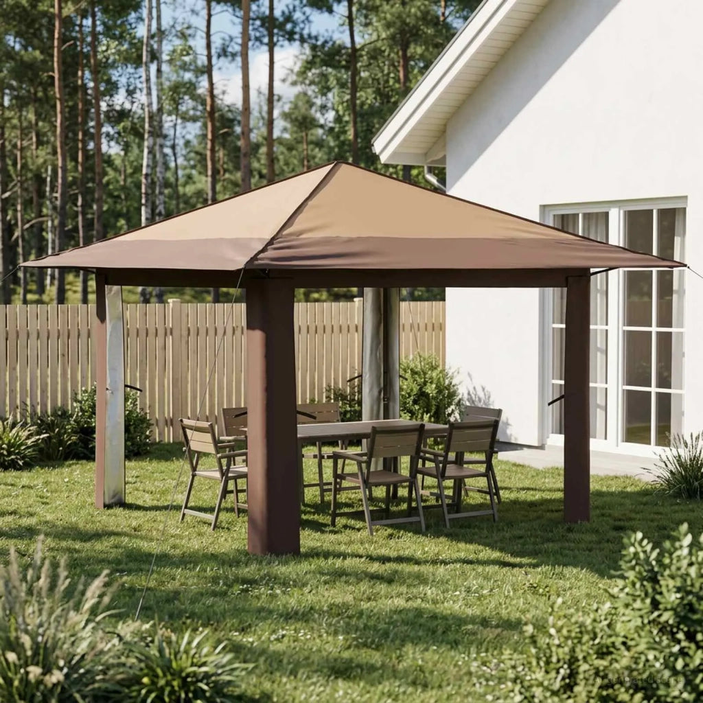 Gazebo senza Parete 3,3 x 3,3 m Beige e Marrone 42036809