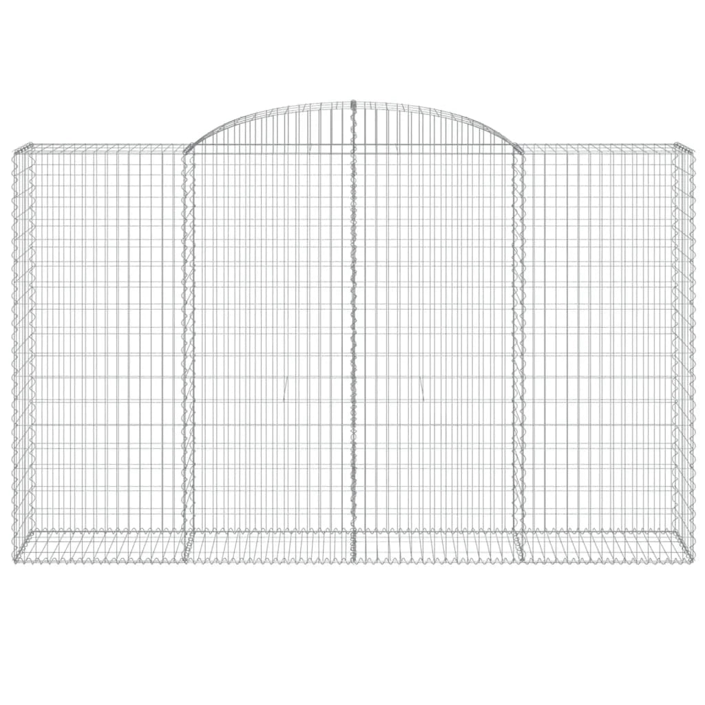 Cestini gabbioni recinzione a gabbia muro di contenimento ad arco 10 pezzi 300 x 50 x 180/200 cm ferro zincato argento 02_0040266