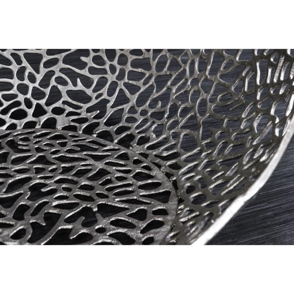 Tavolino basso METRIX ovale 119 cm argento con nicchia integrata - Tavolino design in alluminio