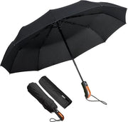 Parasole automatico resistente al vento, paraplu pieghevole per tempeste con protezione UV, paraplu impermeabile in Teflon per uso professionale, parasole resistente al vento e alla pioggia, protezione solare portatile per viaggiatori - Nero