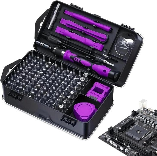Set di Bit per Fai da Te - Precisi Bits - Riparazione di Piccoli Apparecchi - 115 Pezzi Vari - Testa Standard - Blu