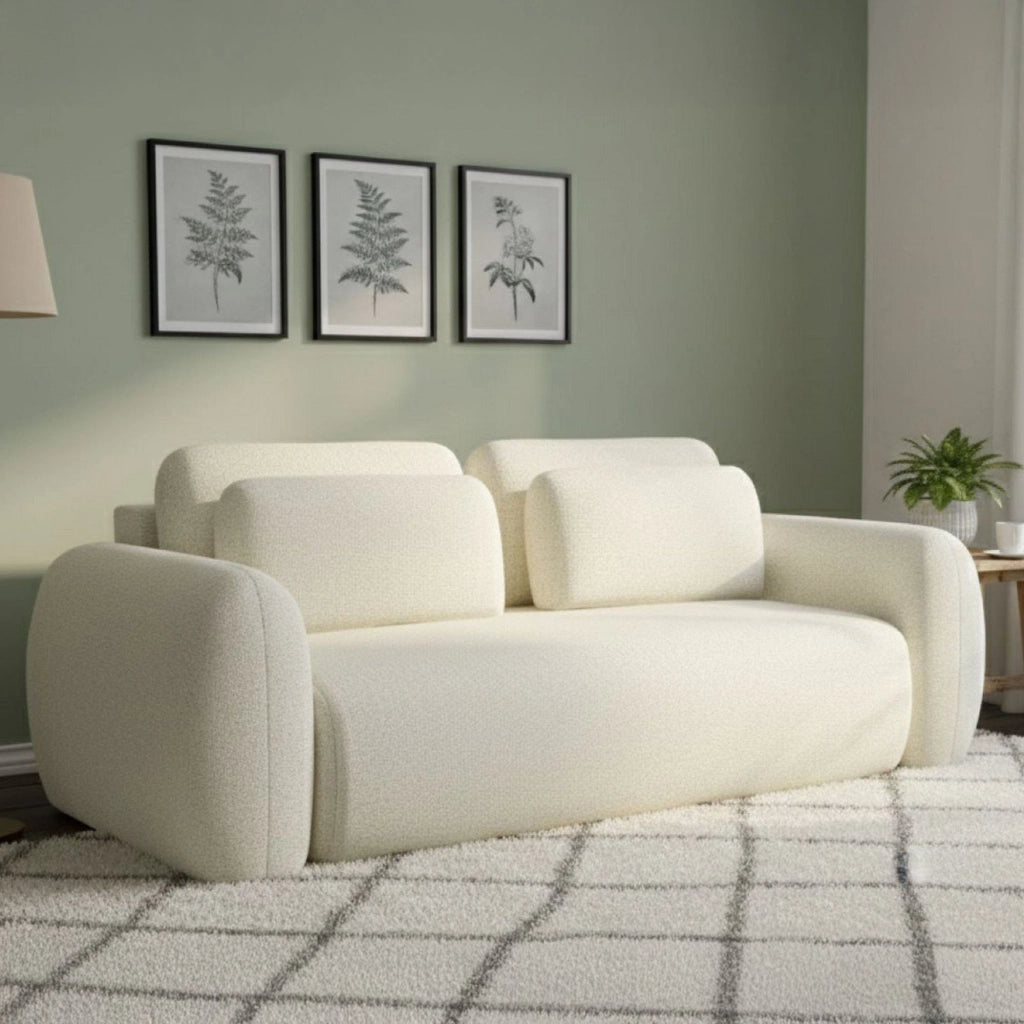 Sessame, Divano Letto 3 Posti Contenitore, 266x121 cm Bianco Crema