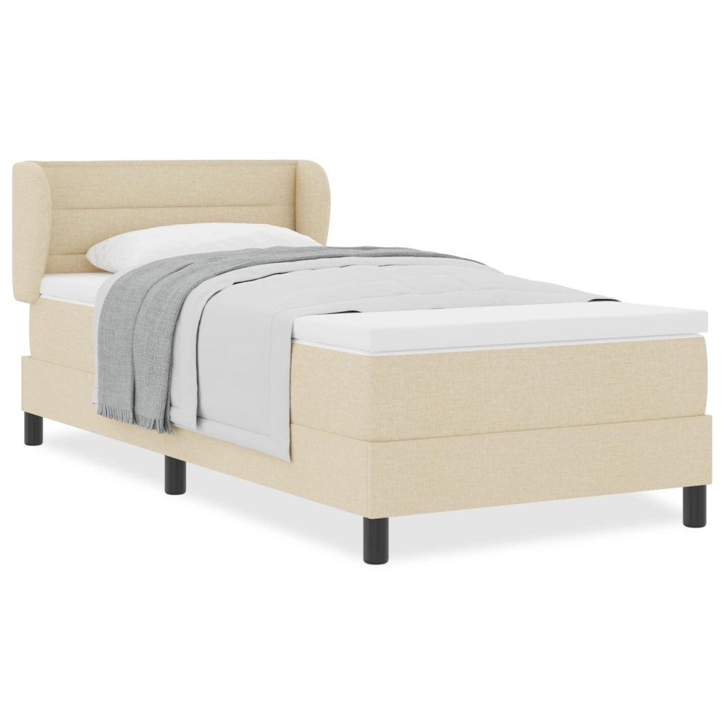 Letto Box Spring con Materasso Crema 90x200 cm Tessuto