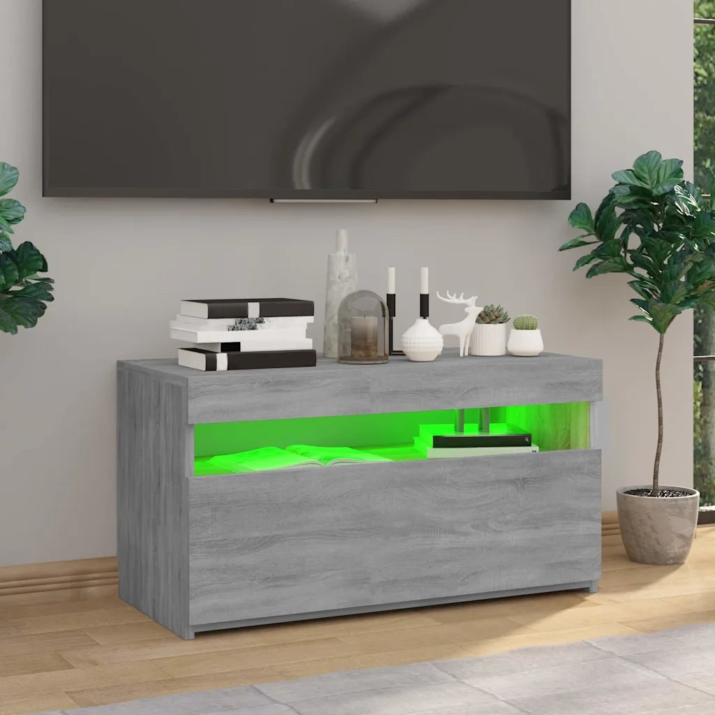 Mobile TV | Armadietto TV | Mobile Porta TV con Luci LED Grigio Sonoma 75x35x40 cm