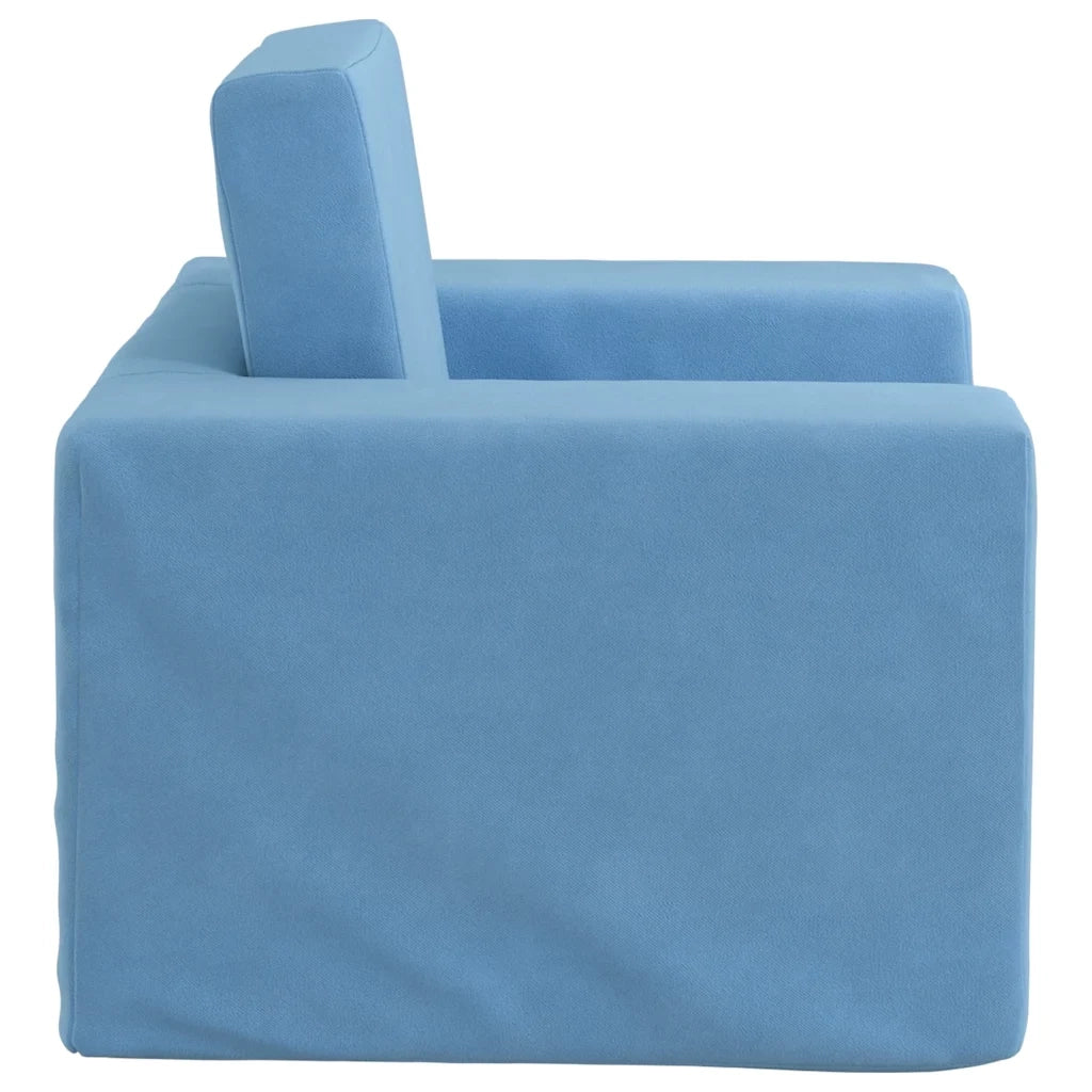 vidaXL Divano per Bambini Blu in Morbido Peluche