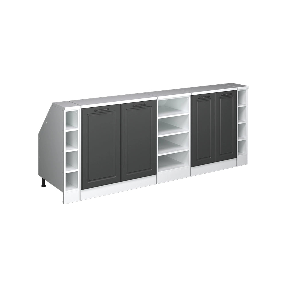 Set di mobili sottotetto Rion Antracite rustico/Bianco 210 cm Set di 5 carcasse armadio profondità 60 cm Vicco