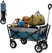 Carrello da trasporto pieghevole - Carrello da trasporto - Carrello da trasporto con telaio robusto - Grigio/Blu - Ruote a rotazione - Maniglia regolabile - Capacità di carico 80 kg - Inclinabile