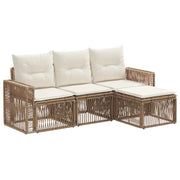 Set Divano da Giardino 4 pcs Beige e Bianco Crema polyrattan 3435105