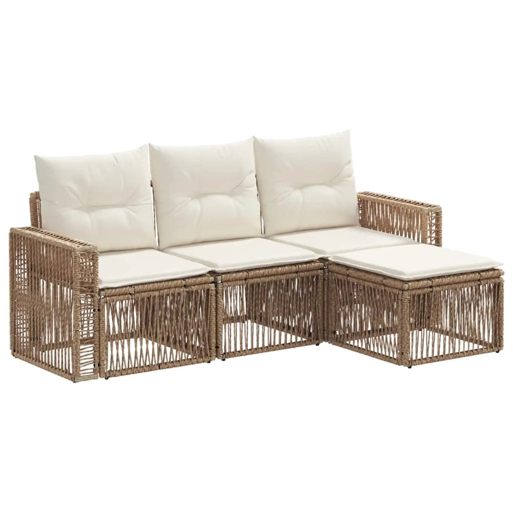 Set Divano da Giardino 4 pcs Beige e Bianco Crema polyrattan 3435105