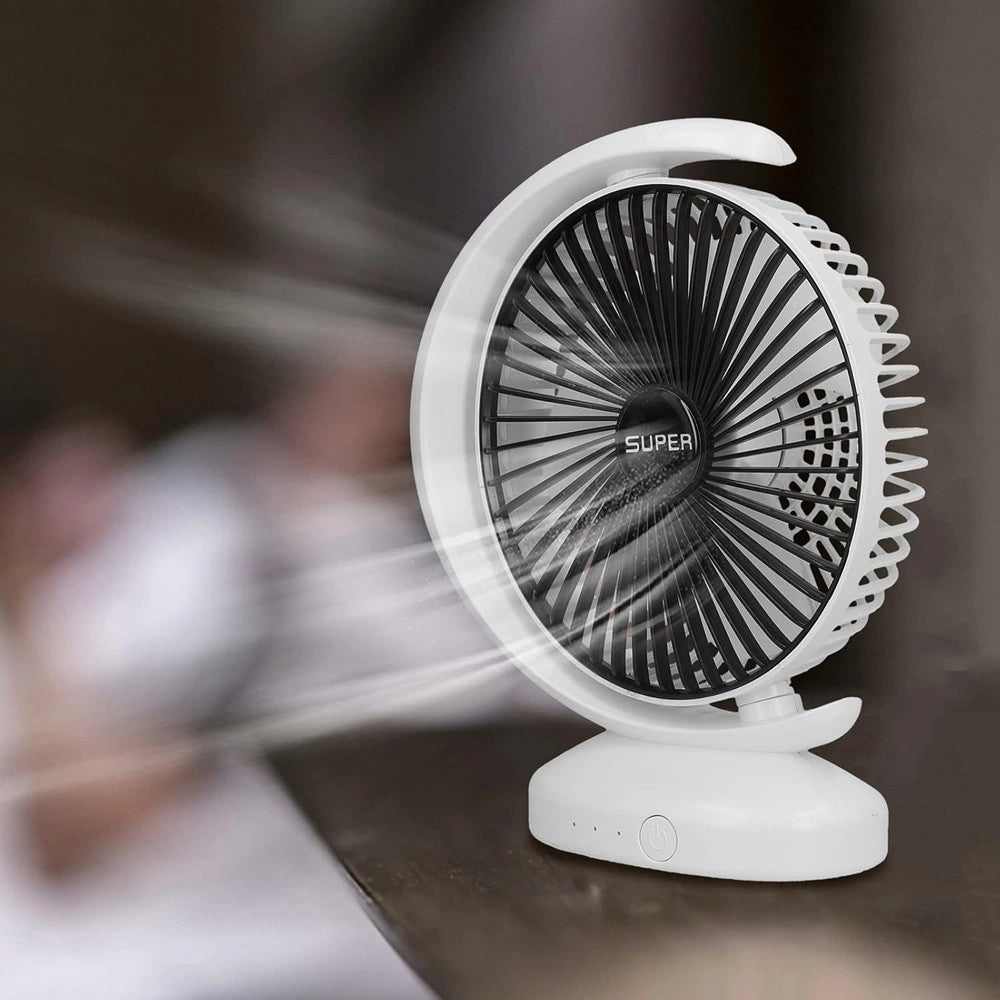 Trade Shop - Ventilatore Da Tavolo Usb Silenziosa Con Rotazione Testa Flusso D'aria A 3 Livelli -