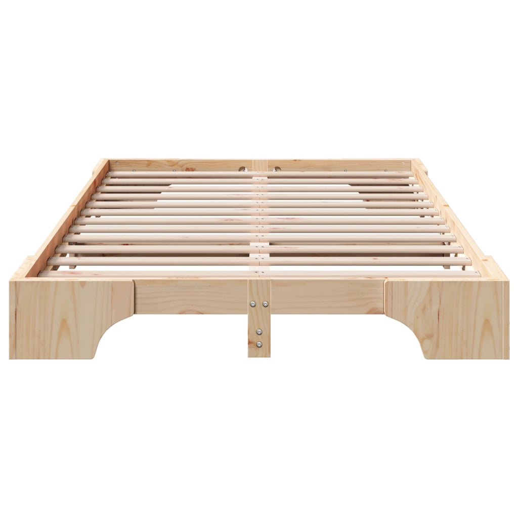 Struttura Letto Naturale Legno di pino massiccio 140 x 190 cm