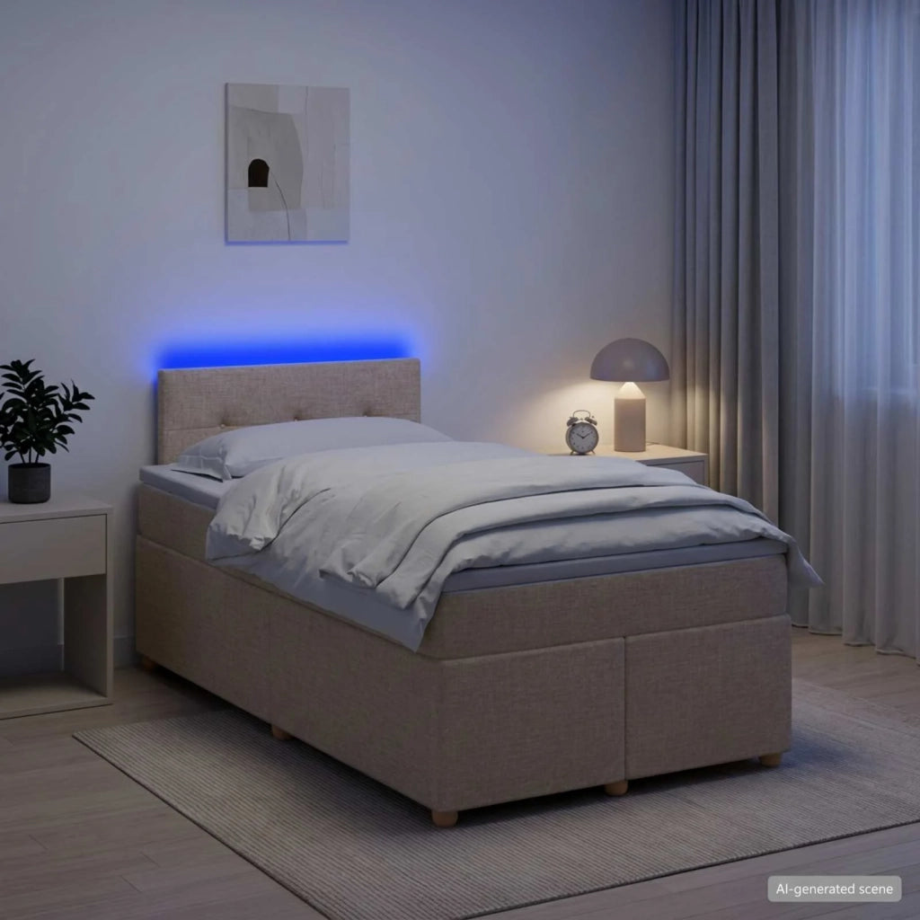 Letto box spring con materasso Crema 120 x 200 cm Tessuto 3452399