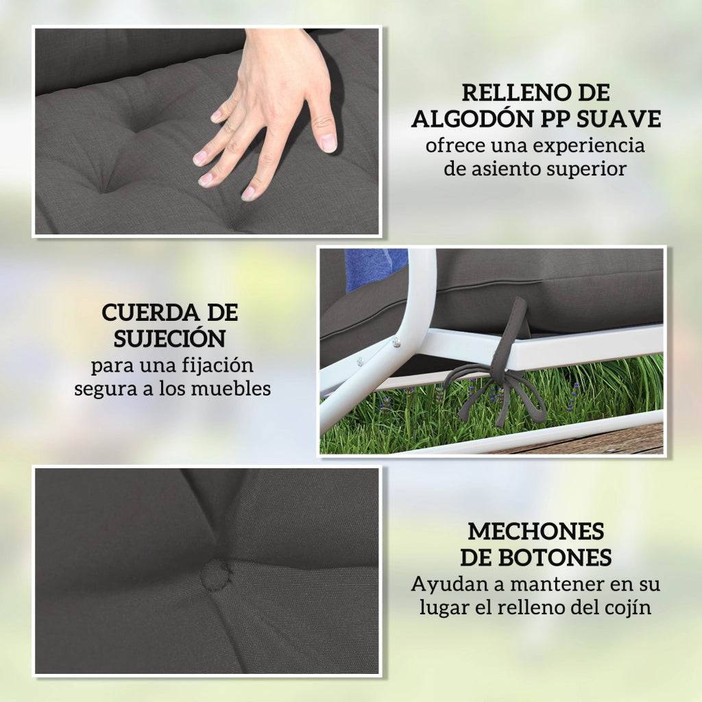 Cuscino per Panchina da Giardino o Dondolo ¨C zephmum ¨C 120x110x12 cm Nero