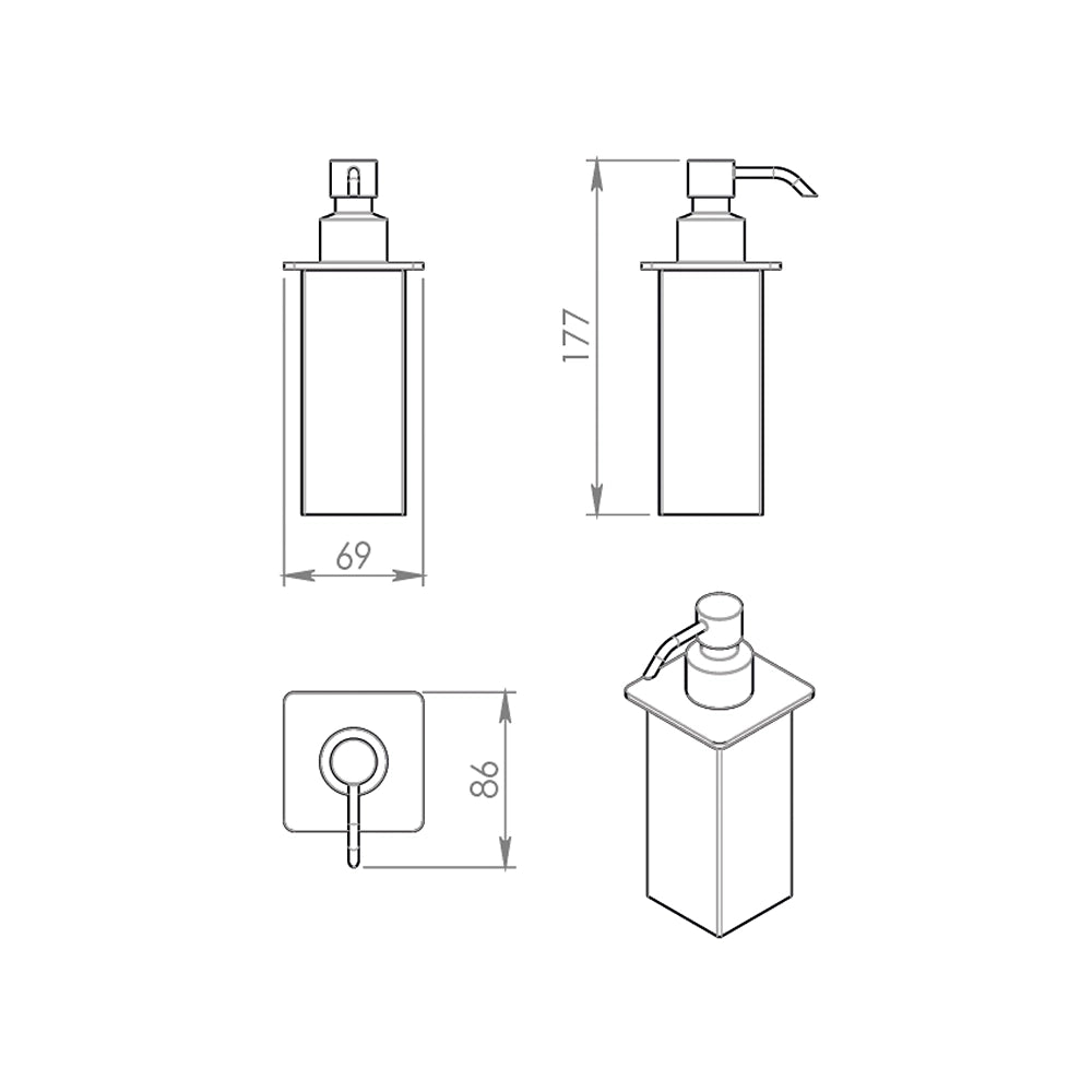 Dispenser dosasapone  a muro Gedy in acciaio inox cromato | Colorado