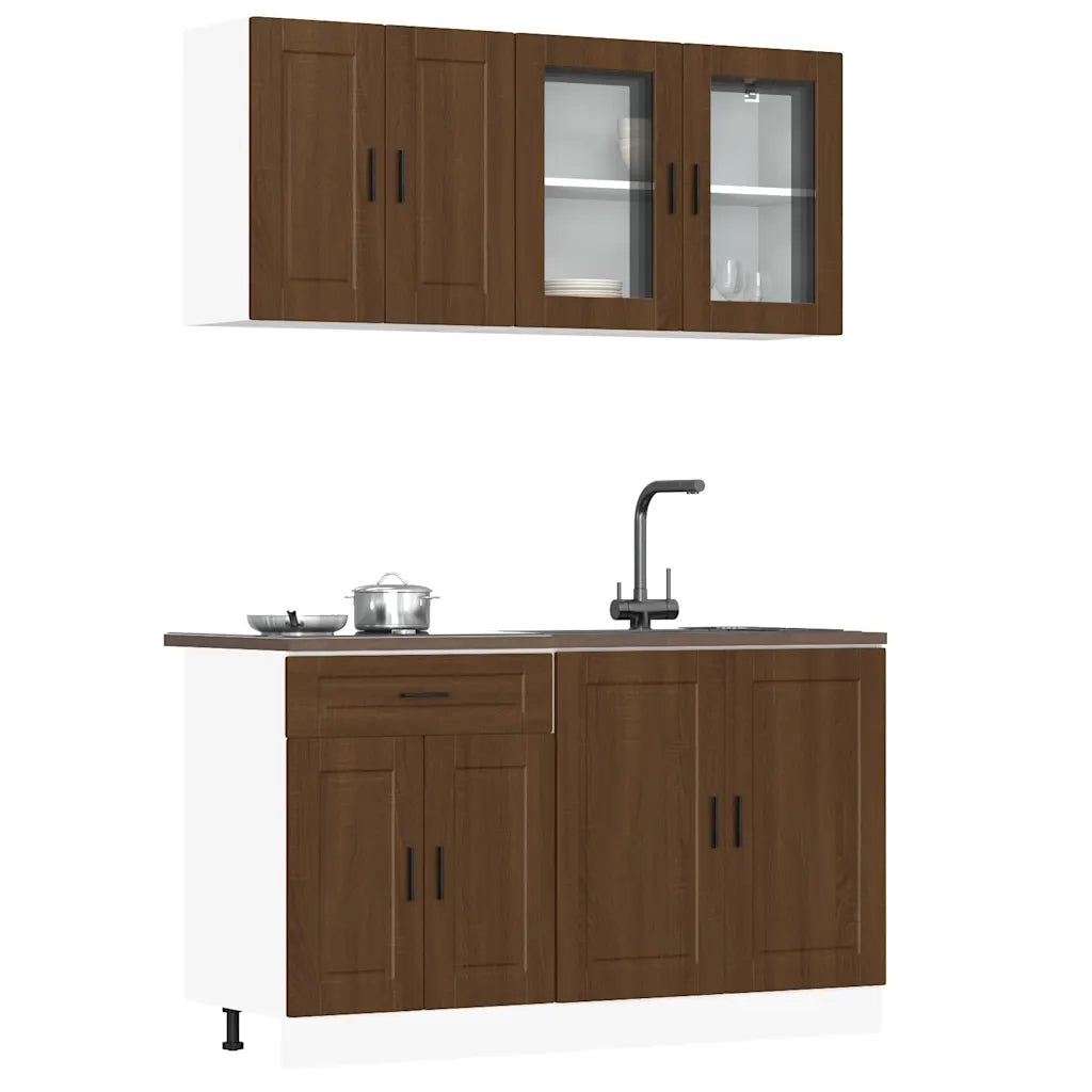 Set Mobili da Cucina 4 pz Porto Rovere Marrone in Truciolato 3314878