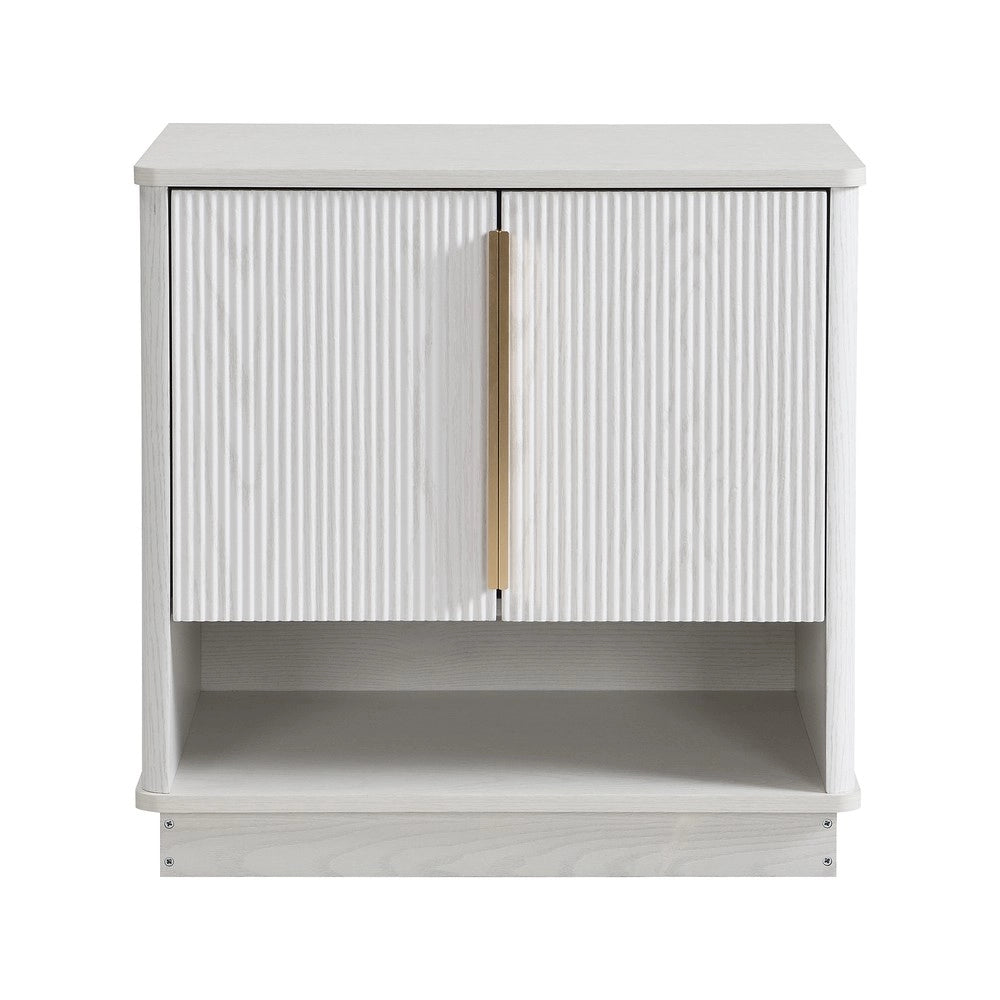 Scarpiera Moderna Bianca ¨C MINIMAL ¨C 2 Ante, Ripiano Aperto, Legno, 60x40x61 cm
