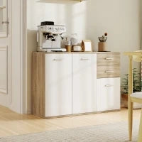 Credenza Moderna con 3 Armadietti e 2 Cassetti, in Legno, 106x35x76 cm, color Legno