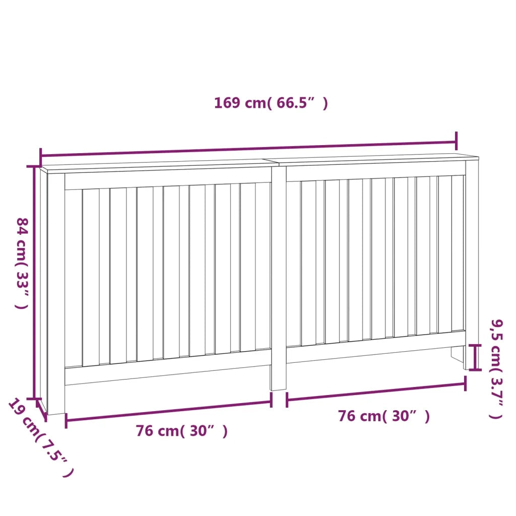 Copertura Termosifone Bianca 169x19x84 cm Legno Massello Pino 822582