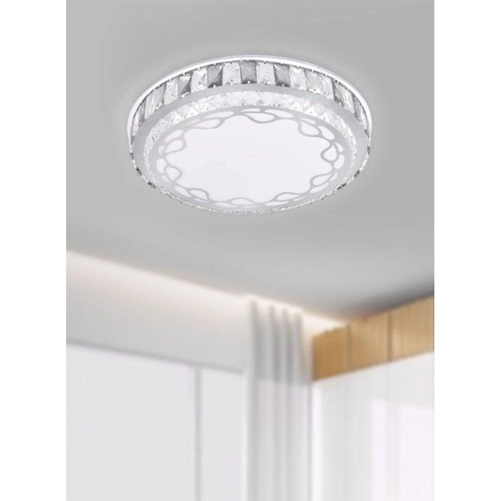 Trade Shop - Plafoniera Soffitto 65w ø50cm Led A Strati Cristalli Decoro Astratto Luce Fredda 33904 -
