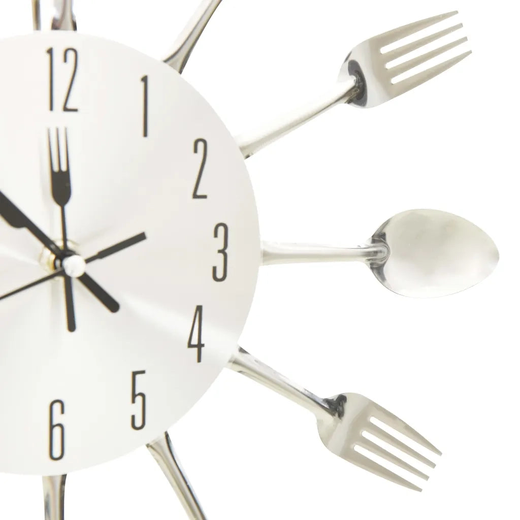 325162  Wall Clock with Spoon and Fork Design Silver 31 cm Aluminium 325162