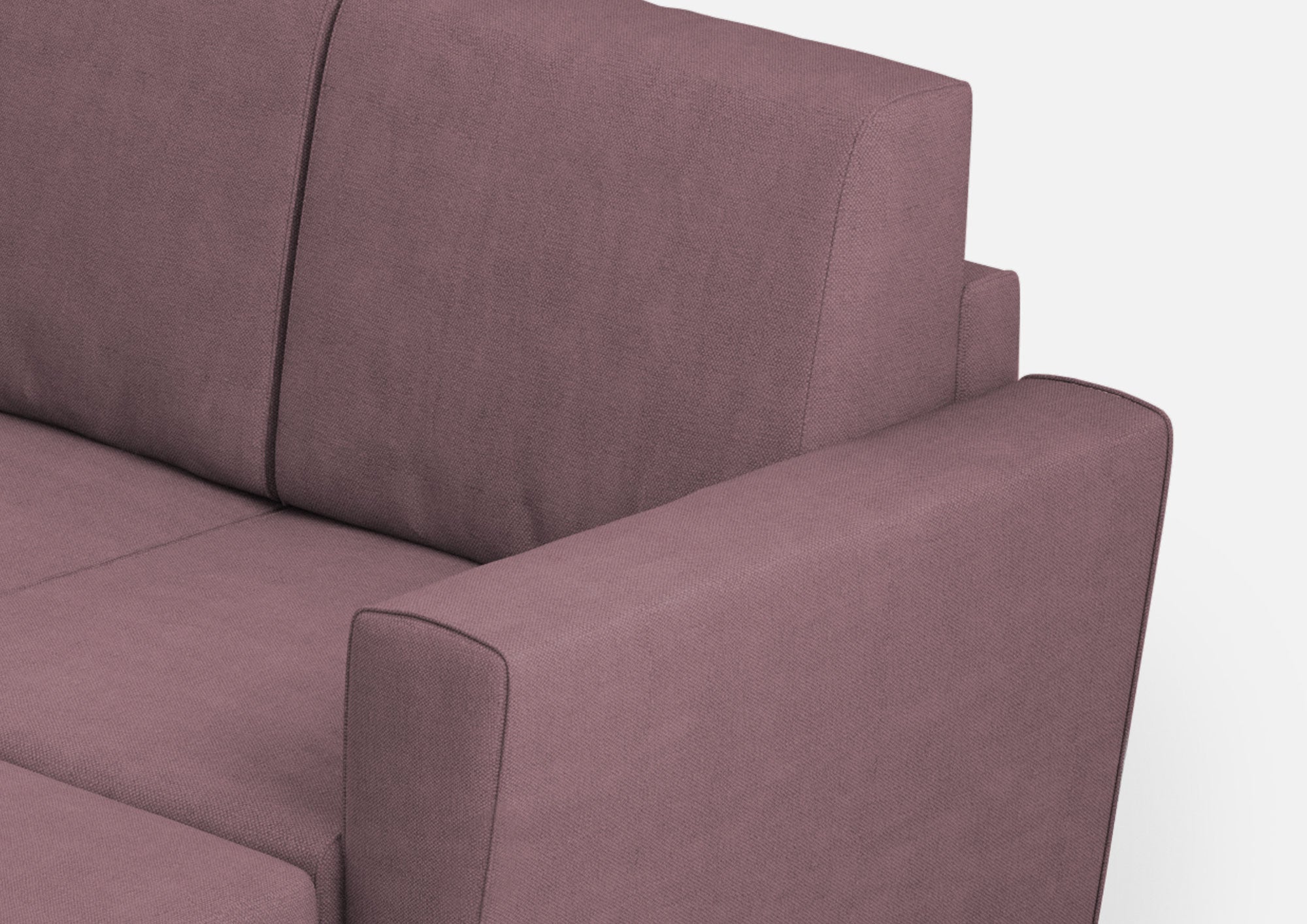 Divano 2 Posti con Pouf 152x155x85 cm Yasel in Tessuto Prugna