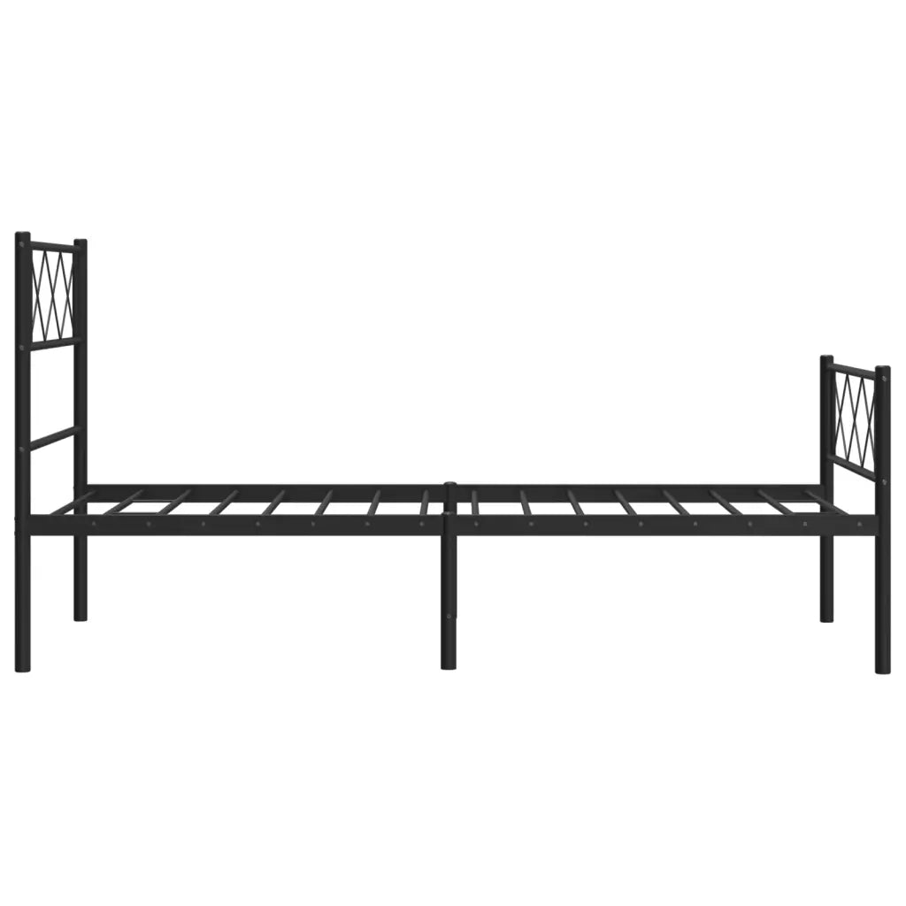 Giroletto con Testiera e Pediera Metallo Nero 75x190 cm 372285