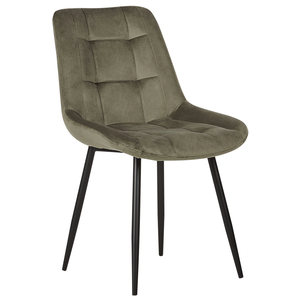 Set di 2 sedie da pranzo in velluto verde oliva gambe in ferro Nero sedie moderne imbottite