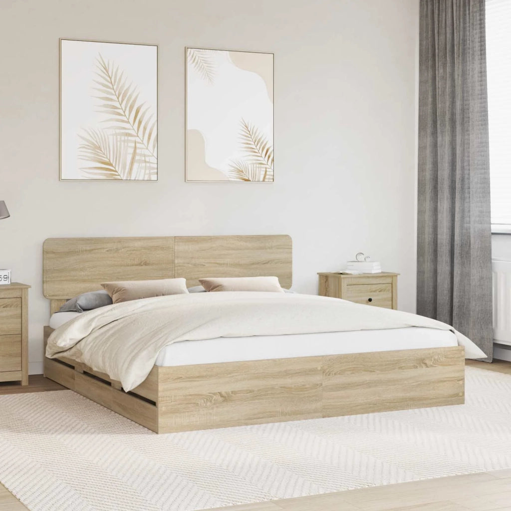 Struttura del letto con cassetto Rovere Sonoma 180 x 200 cm 3412159