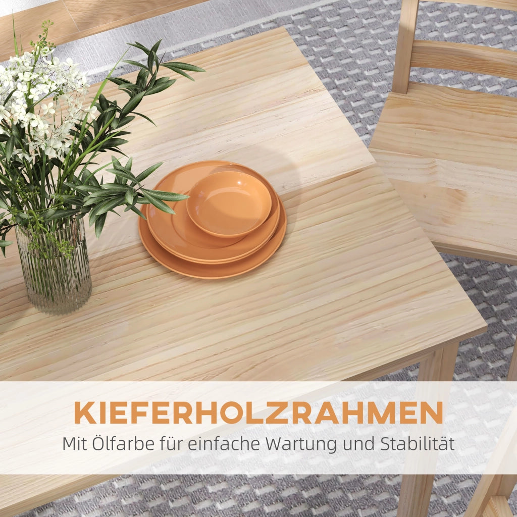 TAVOLO da pranzo 118x73 cm con 4 sedie, Set da 5 pezzi, legno naturale