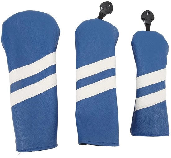 Set di Coperture per Mazze da Golf - 3 Pezzi - PU - Etichetta Rotativa - Impermeabile - Stoffa Impermeabile - Protezione per Mazze da Golf