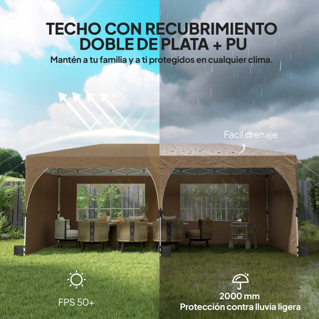 Tenda da giardino pieghevole ¨C zephmum ¨C beige 6x3 m impermeabile